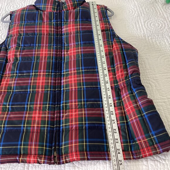 Talbots Womens Down Filled Puffer Vest Size L Gilet Multicolor Lined Plaid - Picture 8 of 13